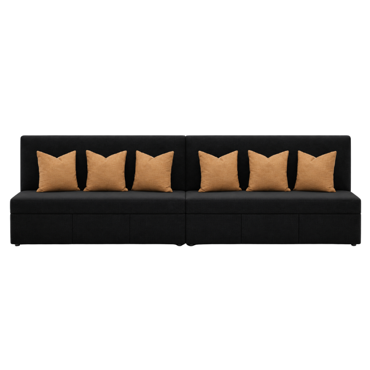 Nola Banquette Black Velvet - 8ft view 2