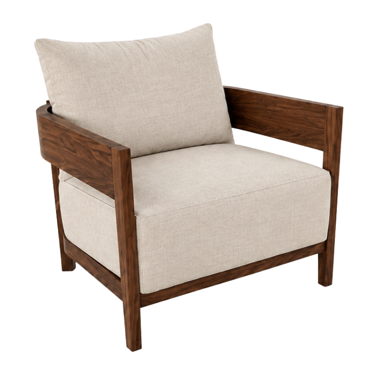 Emma Armchair - Dark Wood / White Cushion