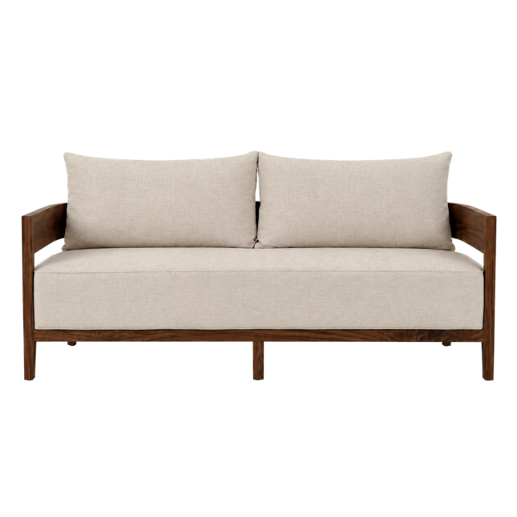 Emma Sofa - Dark Wood / White Cushions