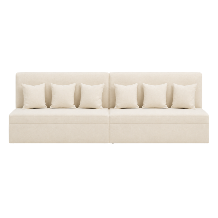 Nola Banquette Ivory Velvet - 8ft view 2