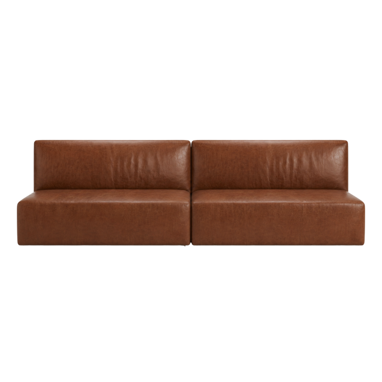 Nola Banquette Brown Leather - 8ft