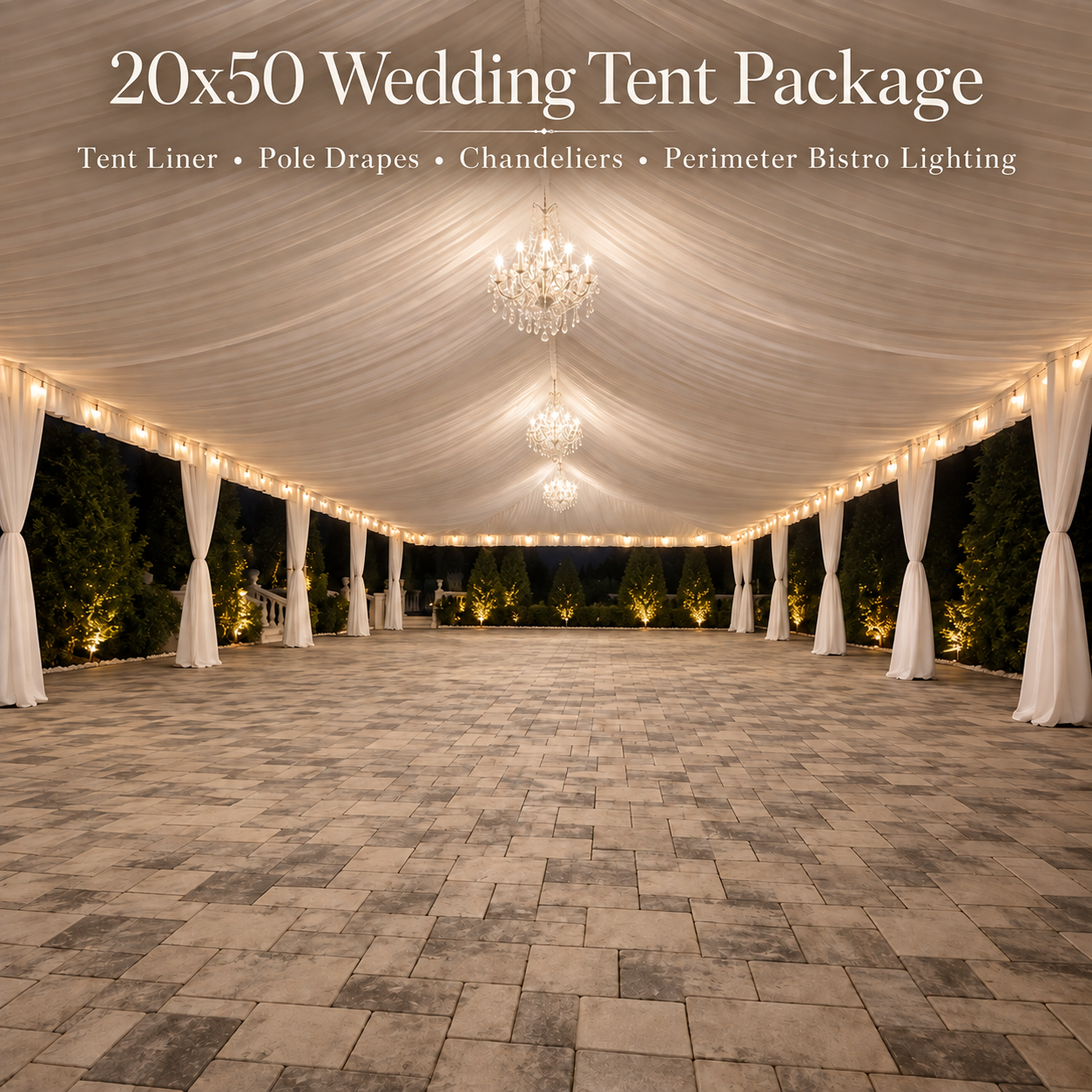 1,000 sq ft Elegant Wedding Tent Package (20x50)