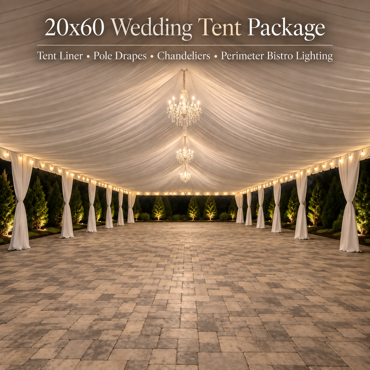 1,200 sq ft Elegant Wedding Tent Package (20x60)