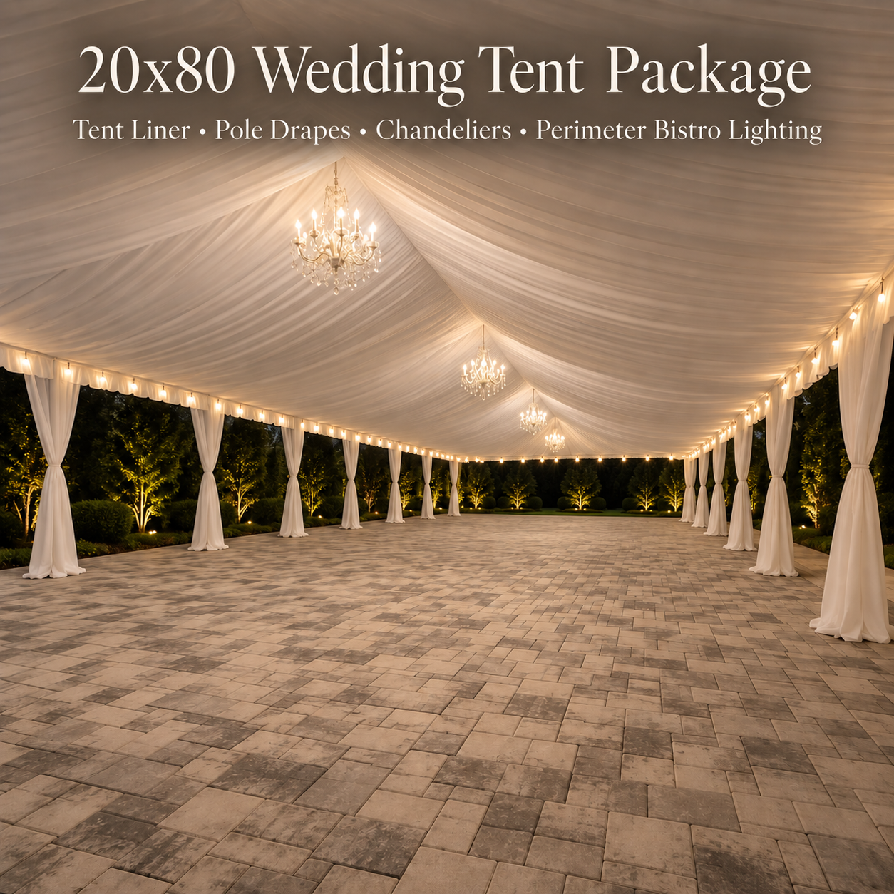 1,600 sq ft Elegant Wedding Tent Package (20x80)