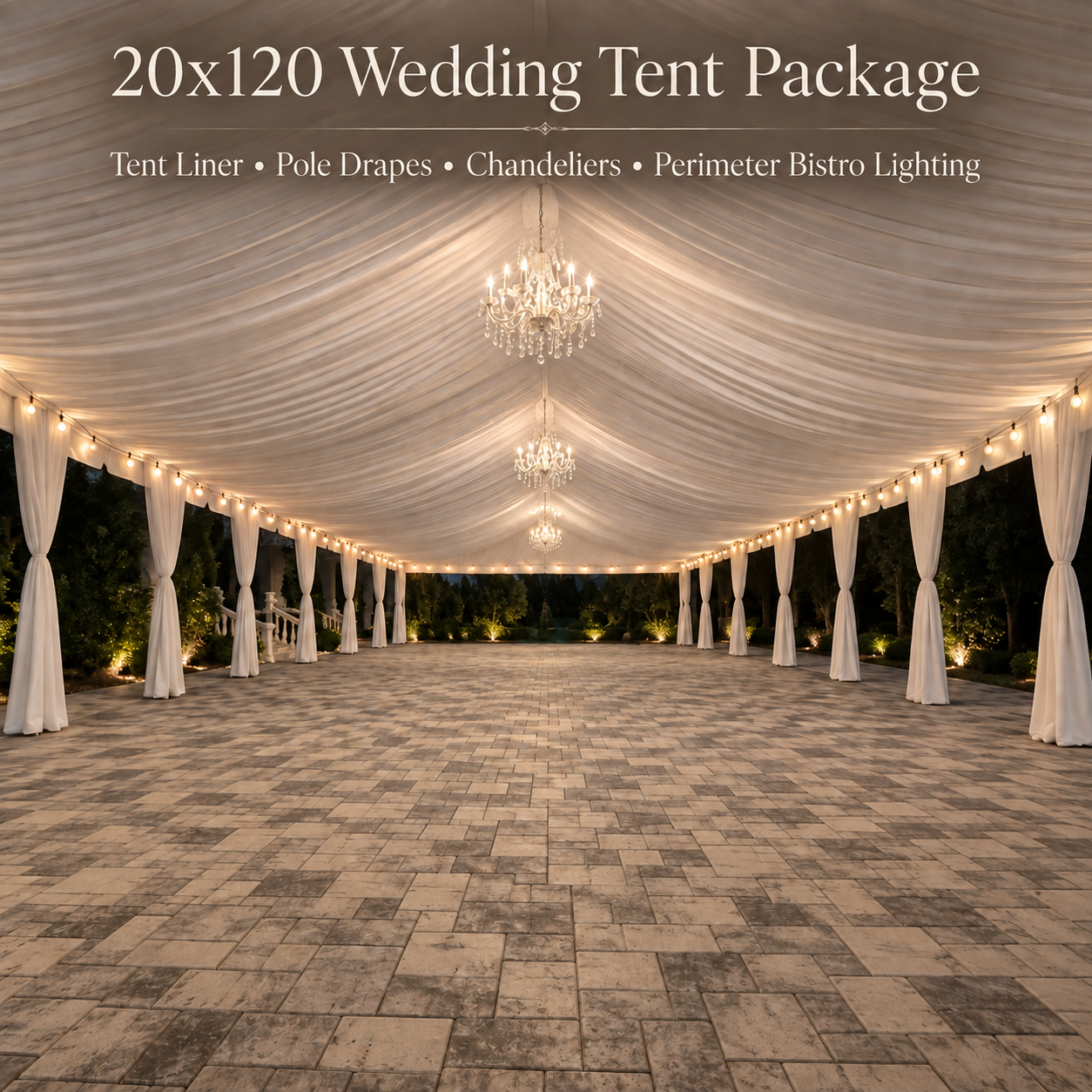 2,400 sq ft Elegant Wedding Tent Package (20x120)