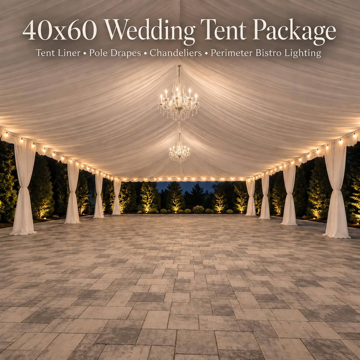 2,400 Sq Ft Elegant Wedding Tent Package (40x60)