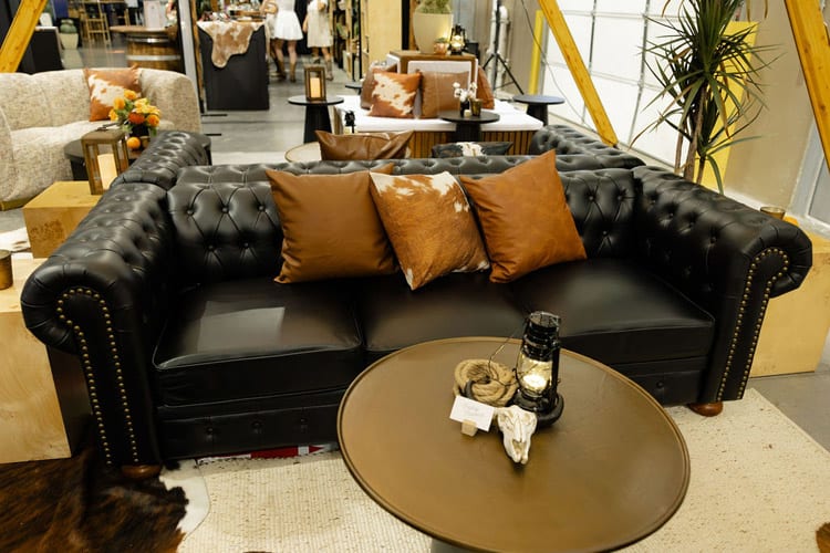 Chesterfield Leather Sofa - Black view 2