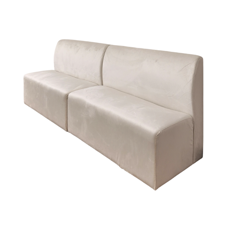 Nola Banquette Ivory Velvet - 8ft view 2