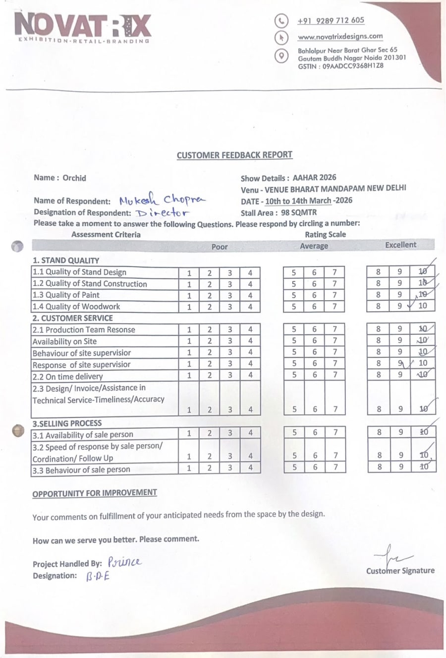 Handwritten review by Orchid
