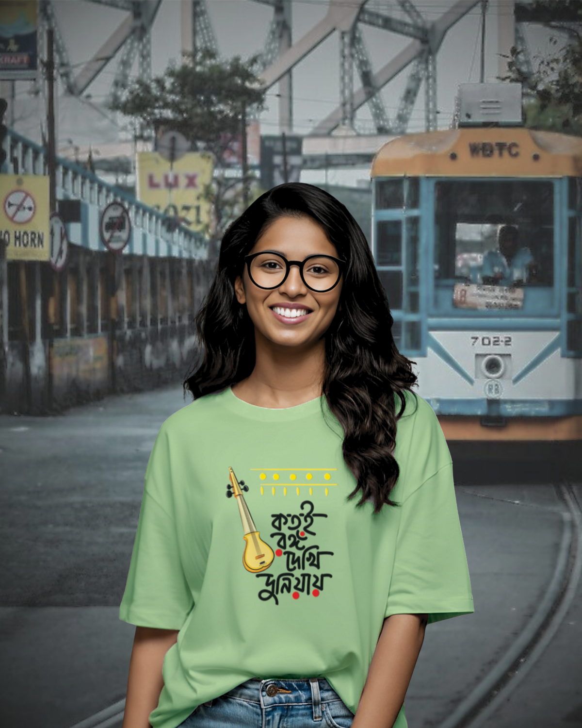Kotoi Rongo Bengali Graphic Tee – 100% Bio-Washed Cotton  0