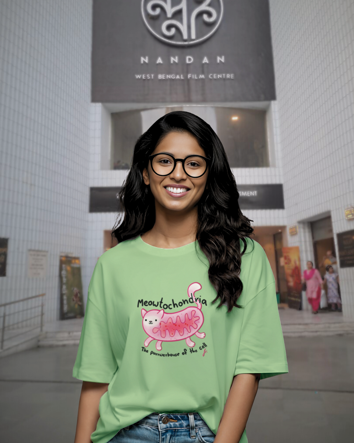 Mewtochondria Funny Oversized Graphic Tee – 100% Bio-Washed Cotton 1