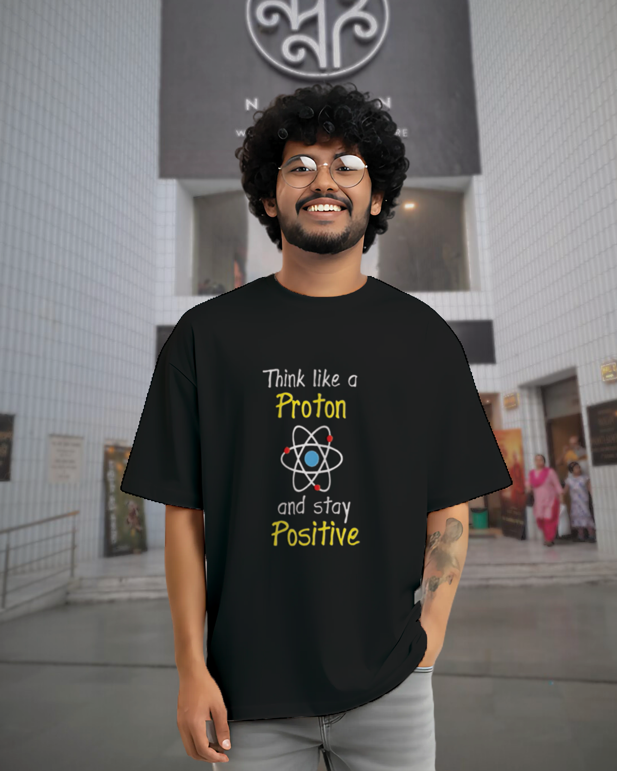 Think Like Proton Oversized Graphic Tee – 100% Bio-Washed Cotton 0