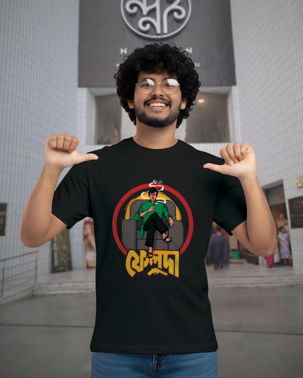 Feluda Bengali Printed Tee – 100% Bio-Washed Cotton,Regular Fit-Coolteees 0