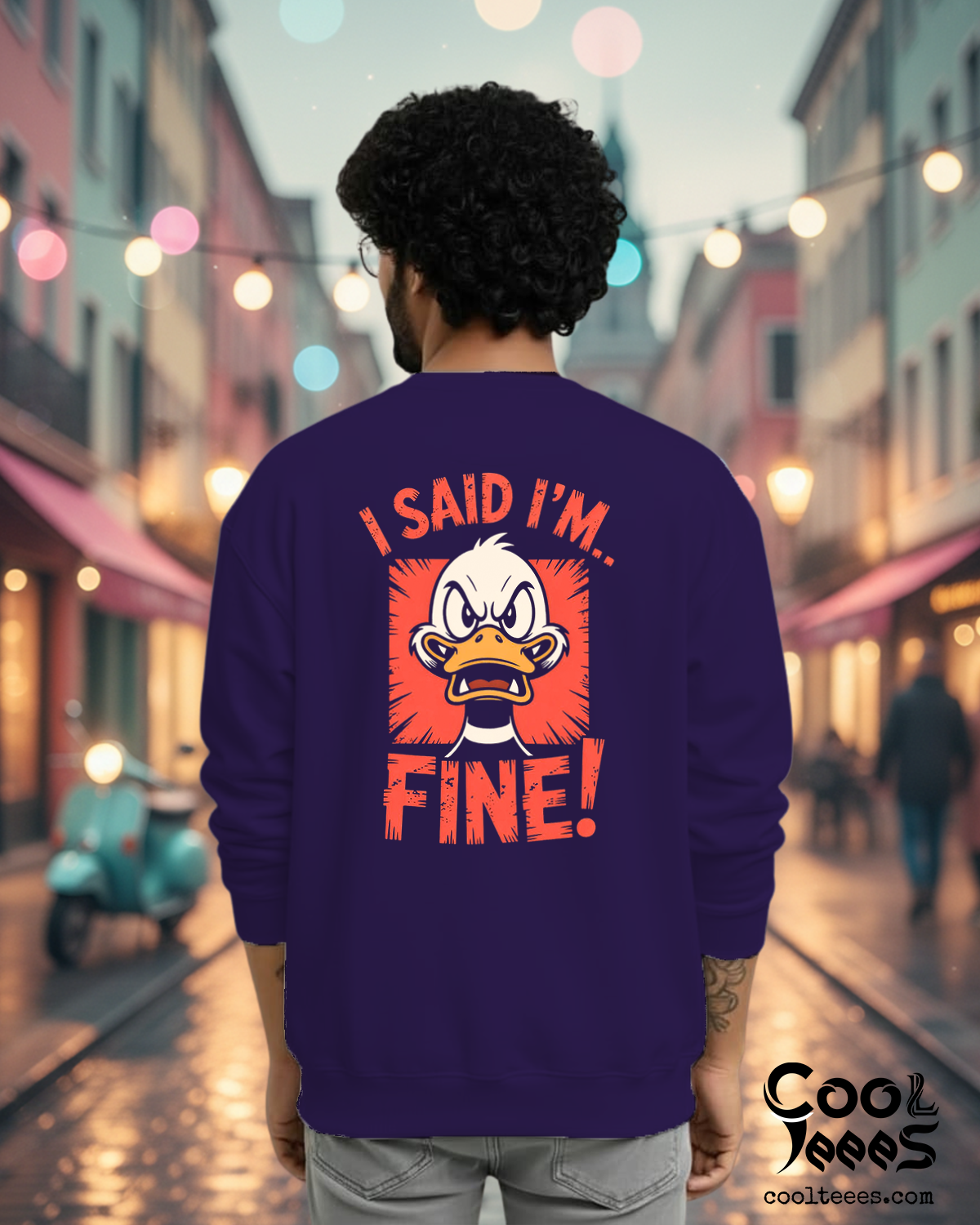 I AM FINE Navy Blue Graphic Sweatshirts – Cotton, Regular Fit 0