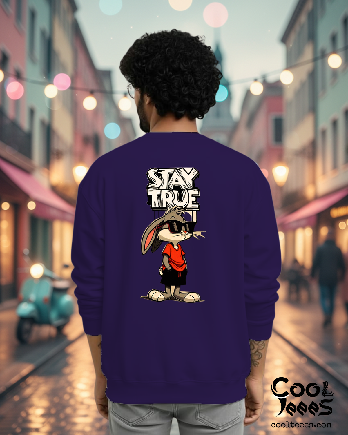 STAY TRUE Bold Typography Graphic Sweatshirt –  Cotton 0