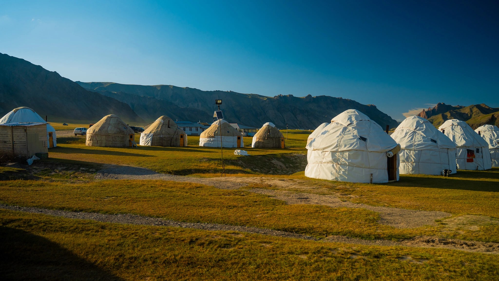 Dramatic landscape with lake and mountains