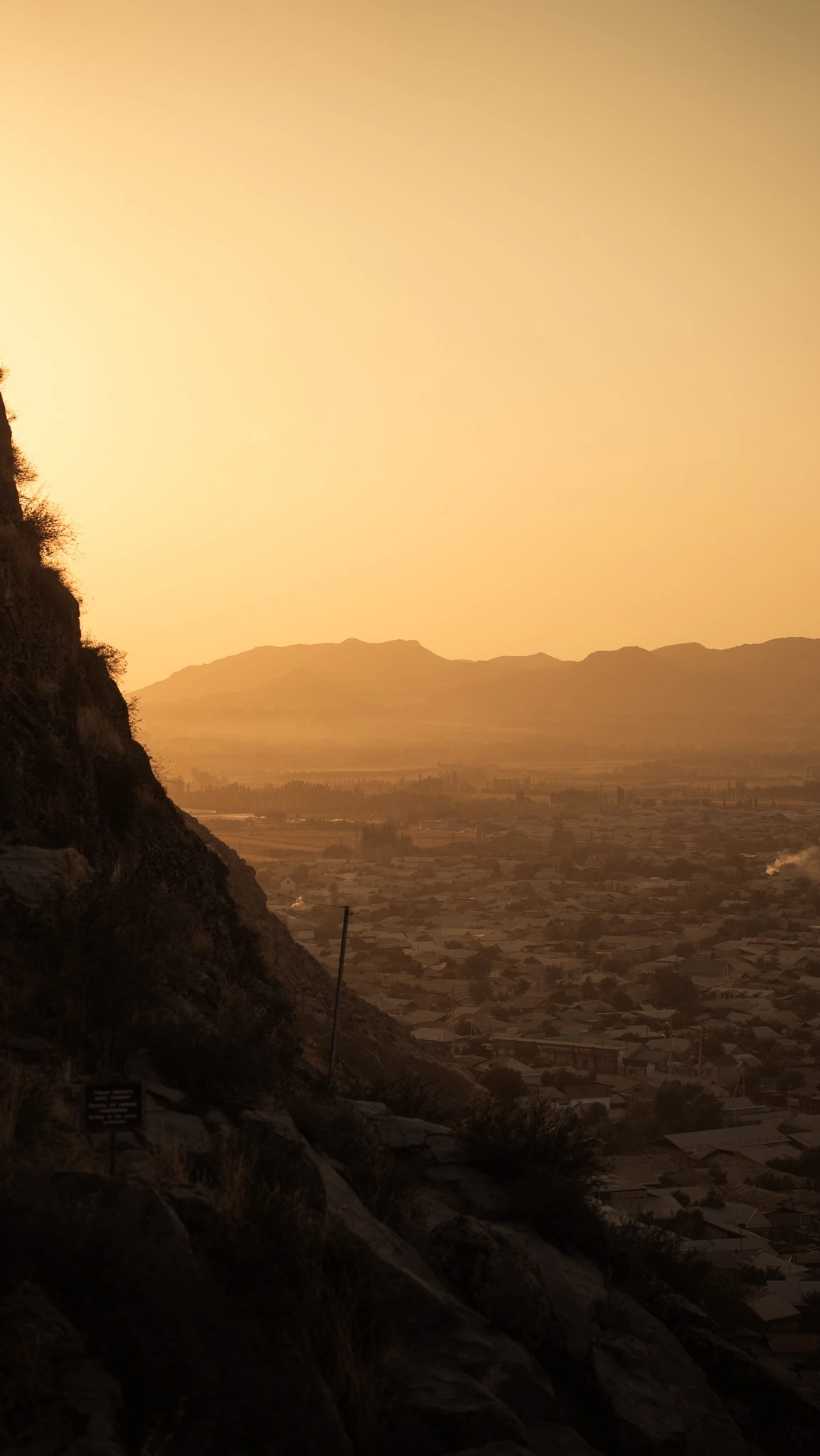 Golden sunset over Sulayman Too mountain