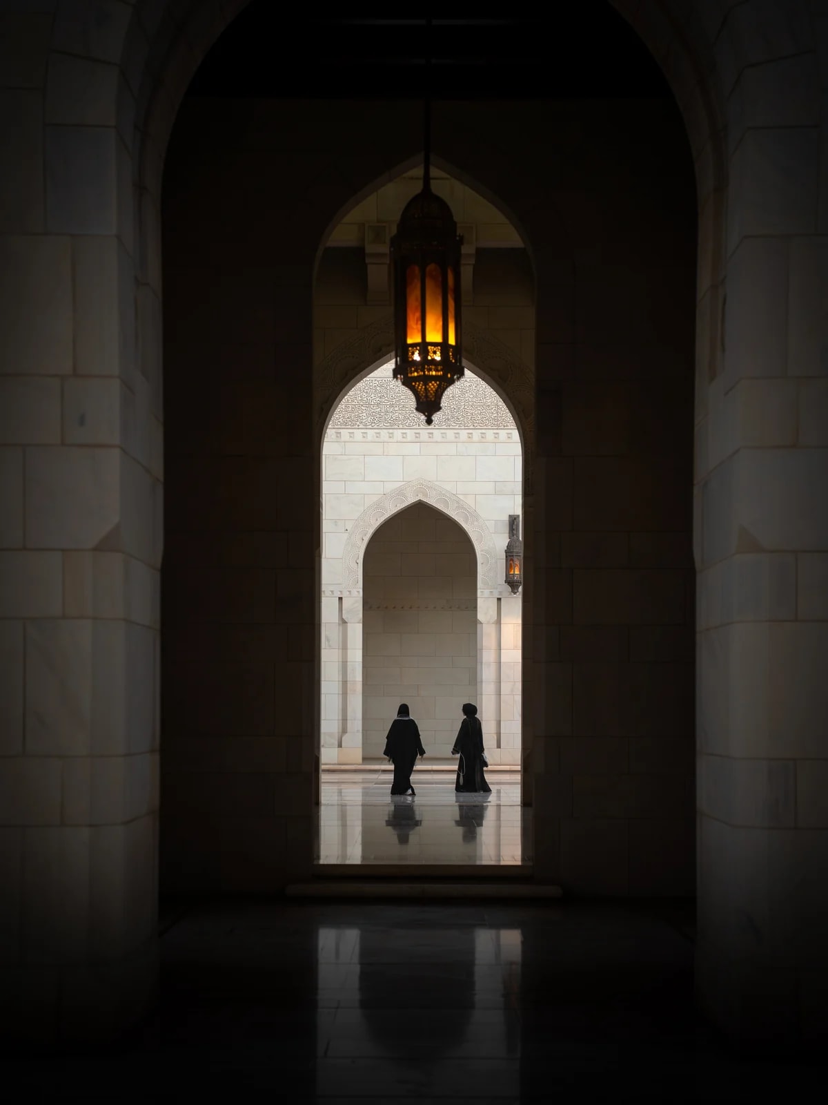 Outer mosque corridor with repeating arches