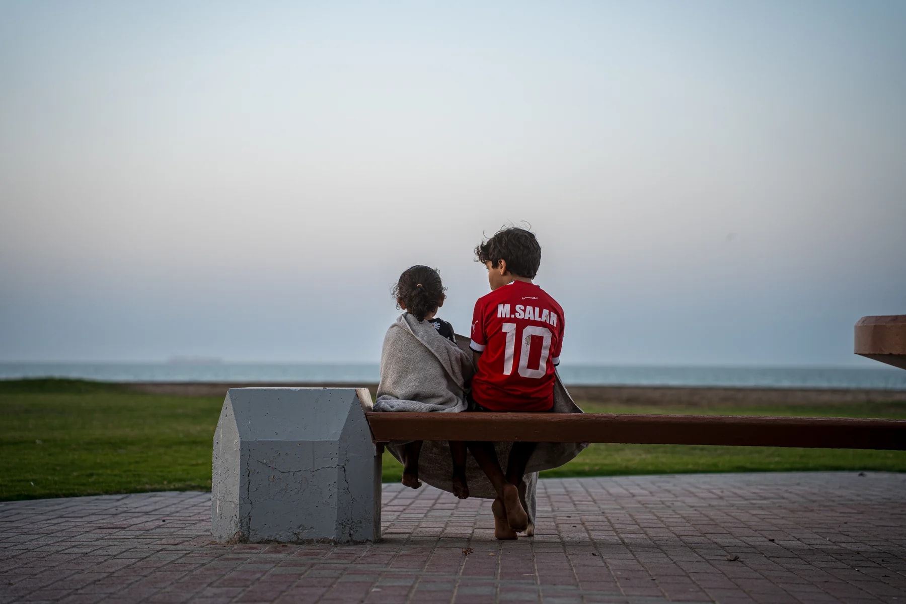 Brother and sister at Qurum Beach