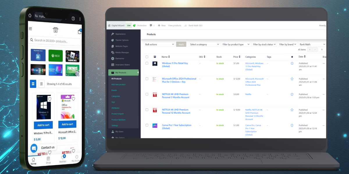 Manage products & orders