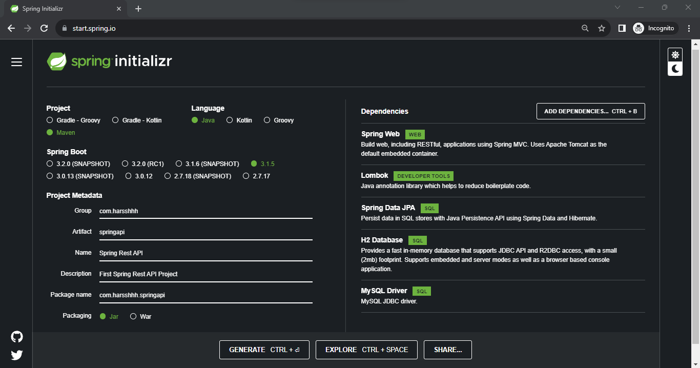 Flow of Spring Web API project using excalidraw