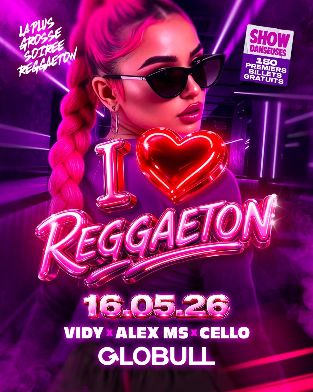 Affiche de l'événement VIDY- ALEX MS - CELLO 🇧🇷 X"I LOVE REGGAETION", DJ set le 16 mai 2026.