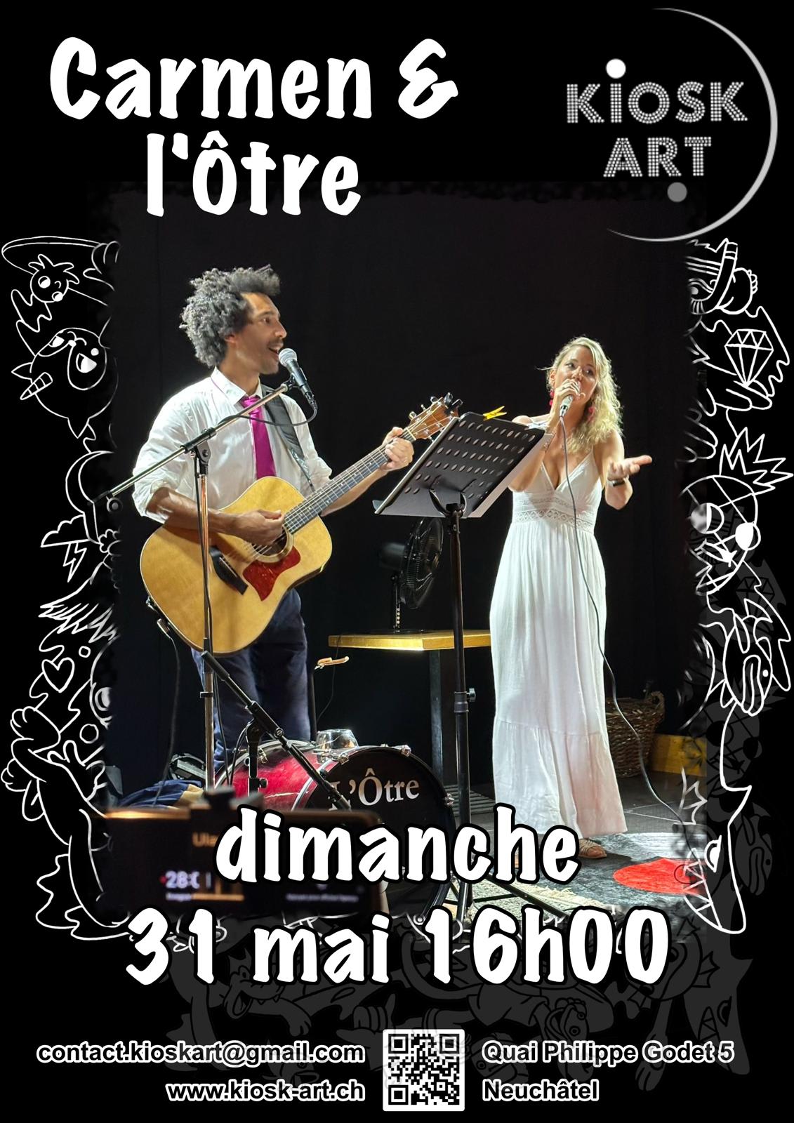 Affiche de l'événement Carmen & L'Ôtre, Concert le 31 mai 2026.