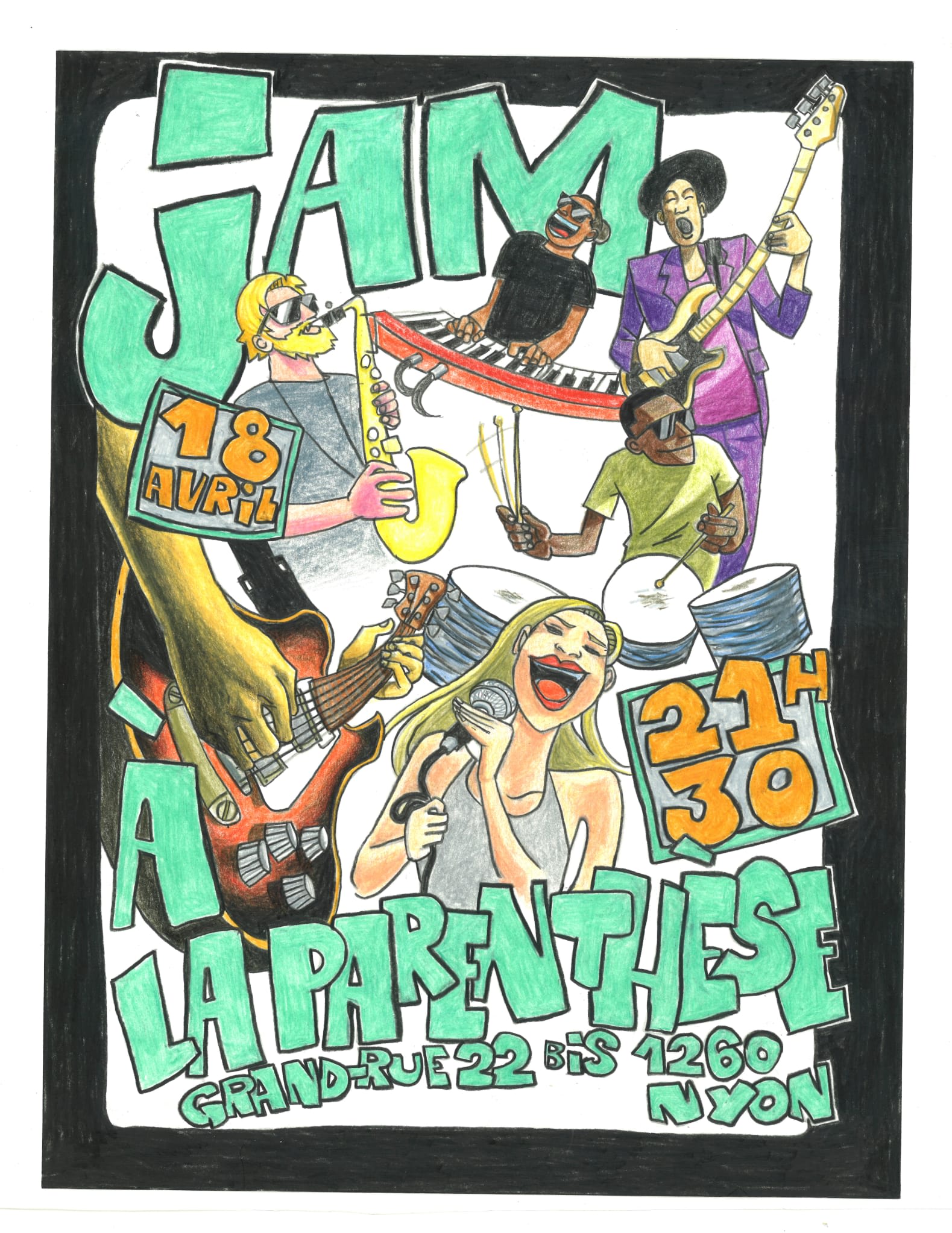 Affiche de l'événement JAM SESSION – Live Impro avec set d’ouverture, Concert le 18 avril 2026.