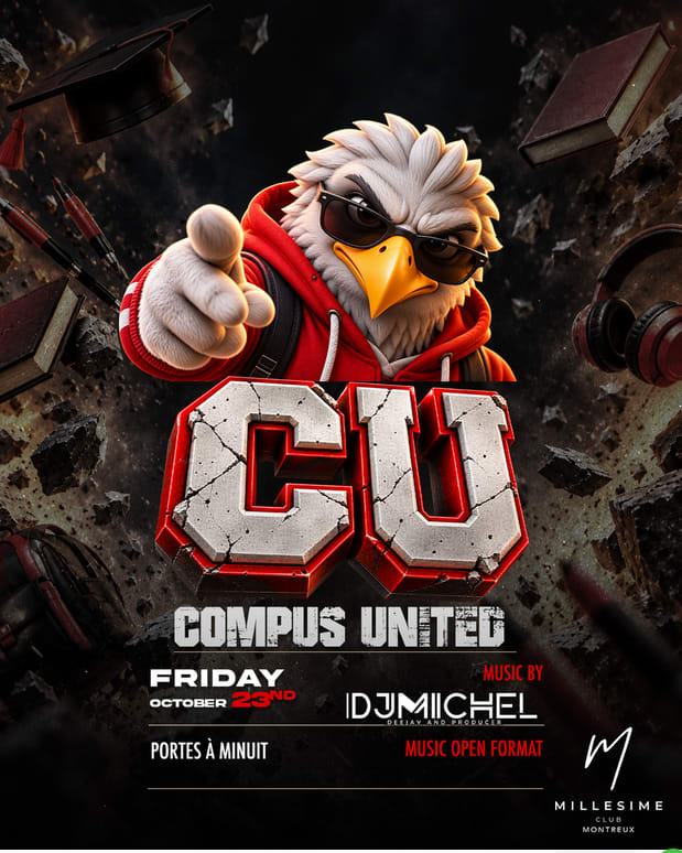 Affiche de l'événement COMPUS UNITED, DJ set le 23 octobre 2026.