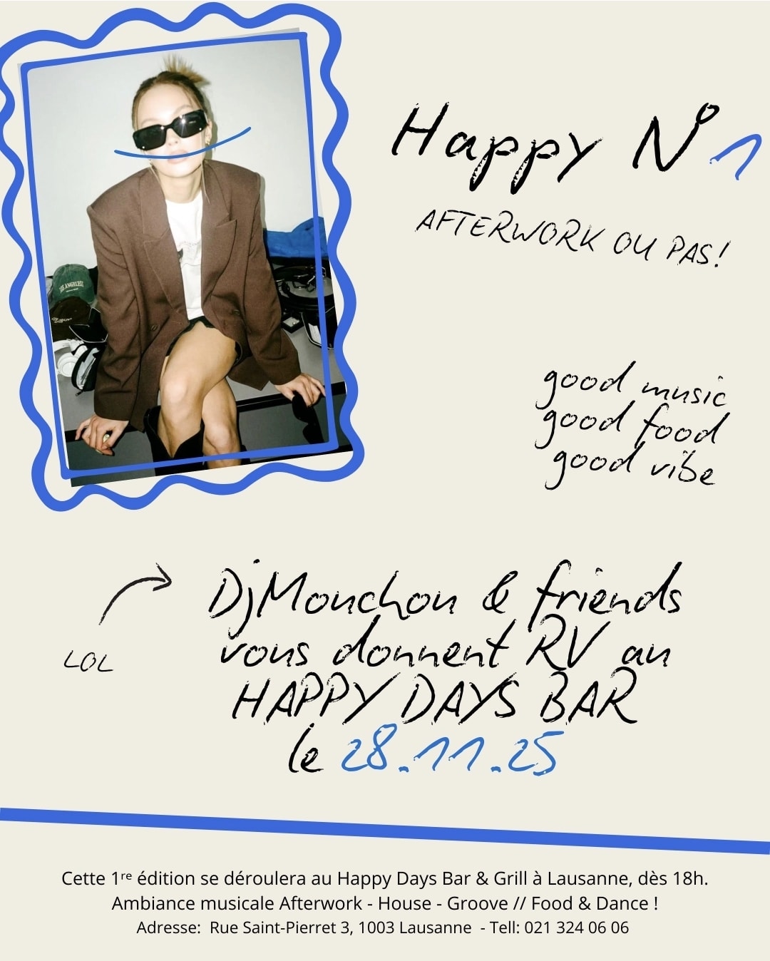 Affiche de l'événement Afterwork avec Dj mouchou , Afterwork le 28 novembre 2025.