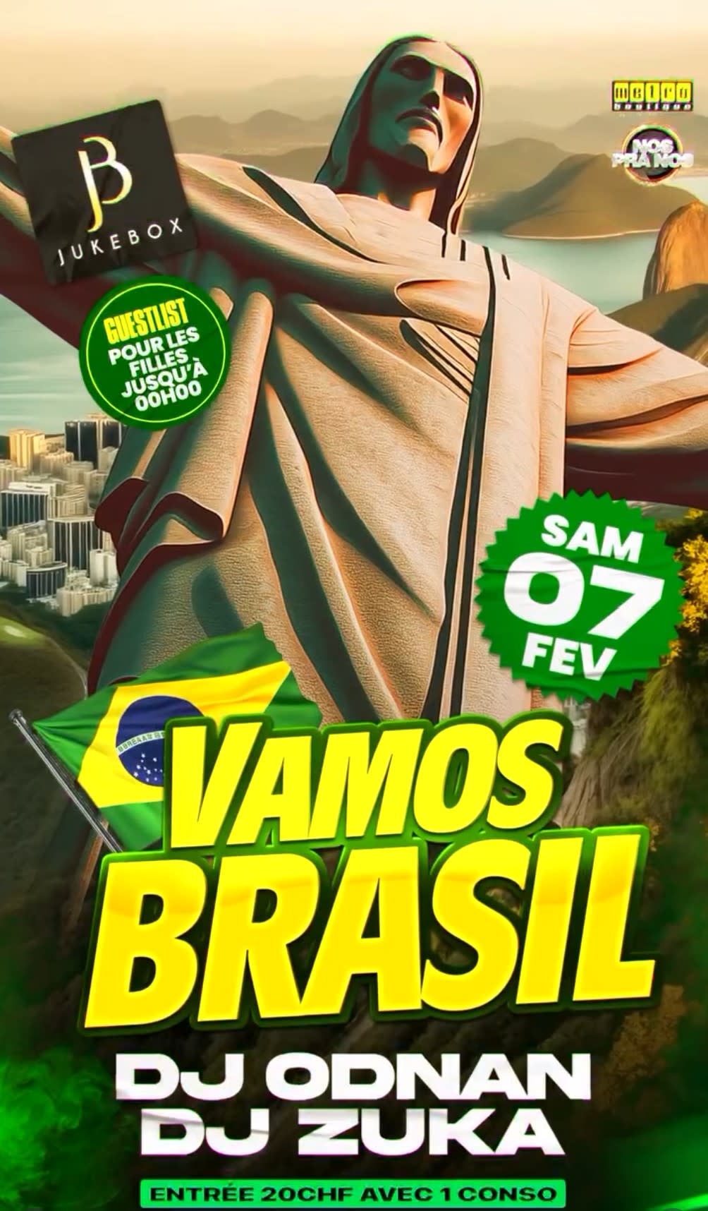 Affiche de l'événement VAMOS BRASIL, DJ set le 7 février 2026.