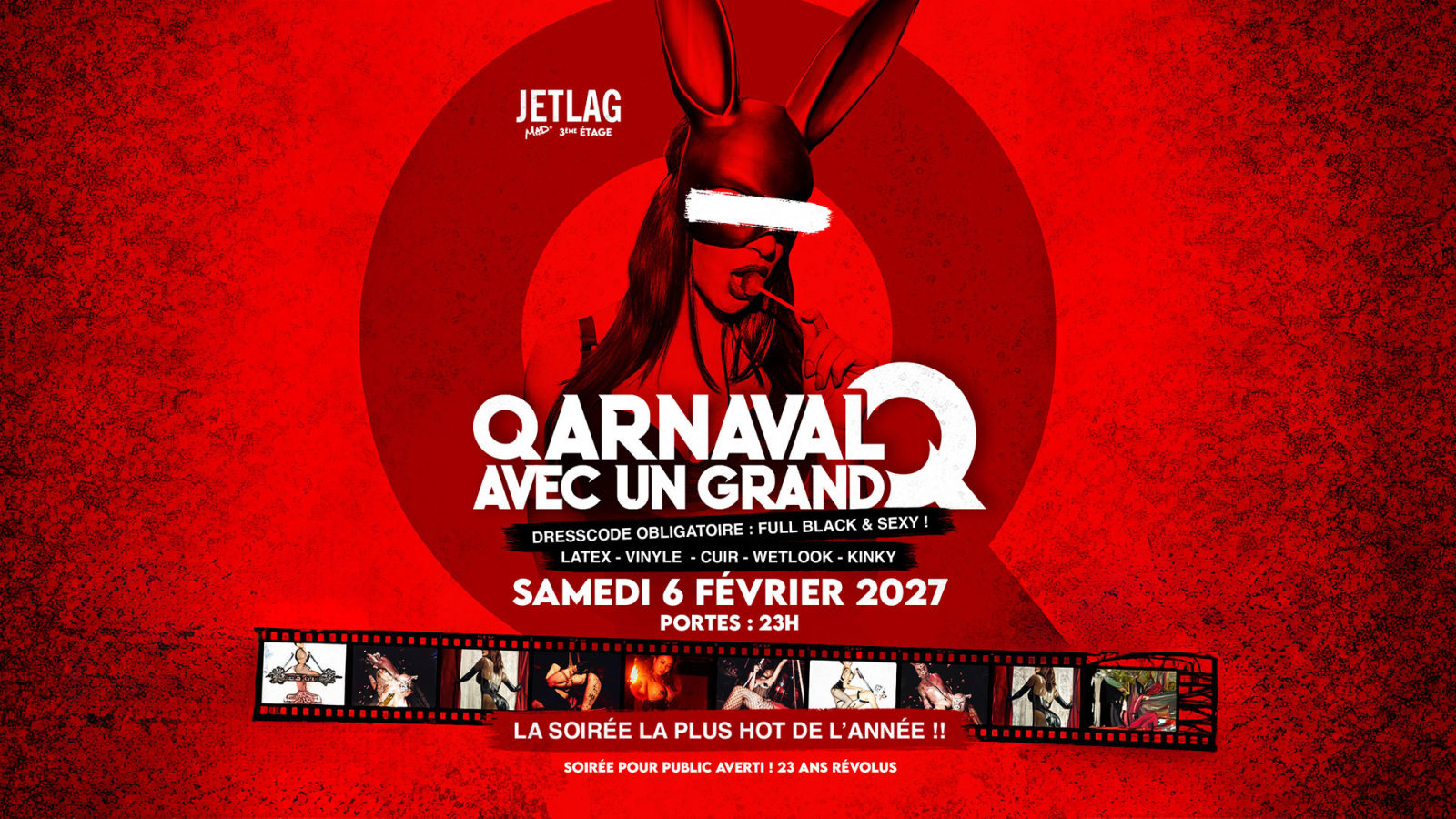 Affiche de l'événement QARNAVAL AVEC UN GRAND Q, DJ set le 6 février 2027.
