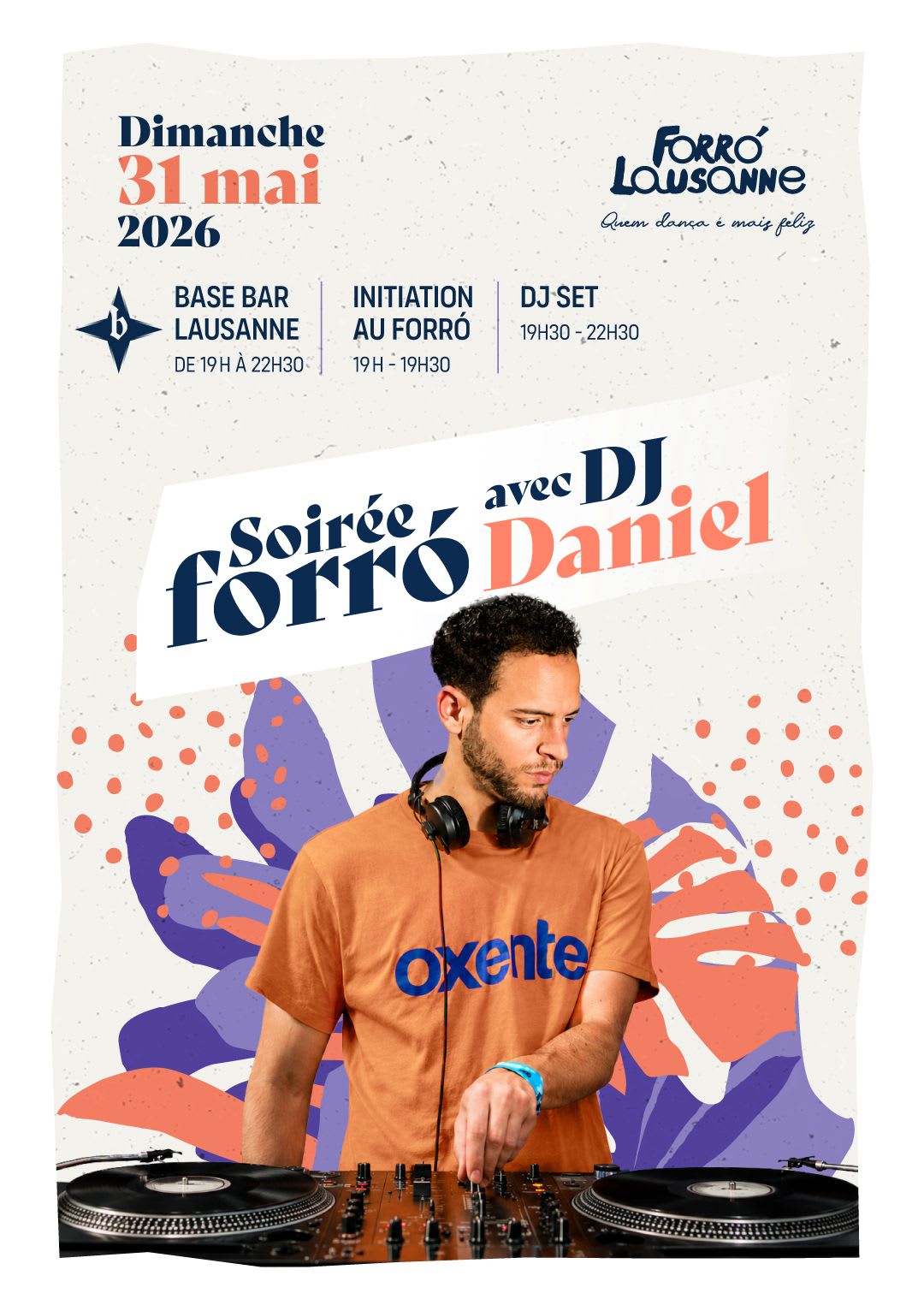 Affiche de l'événement Soirée Forró au Base Bar, Cours de danse le 31 mai 2026.
