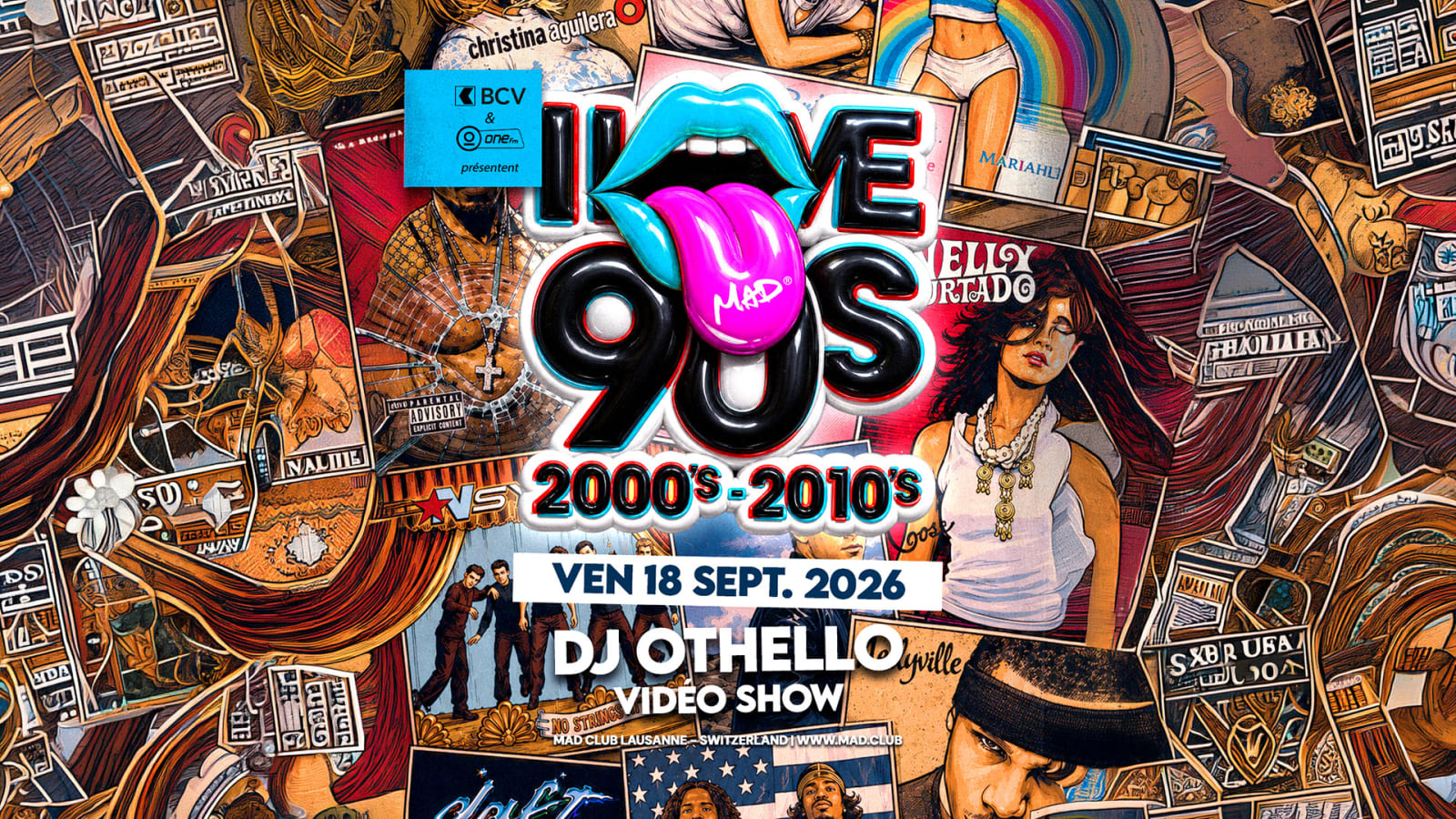 Affiche de l'événement I Love 90's, DJ set le 18 septembre 2026.