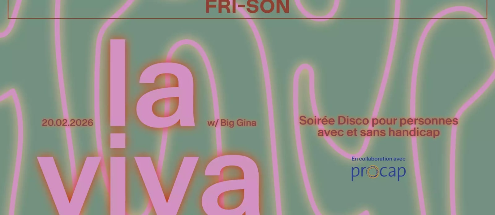Affiche de l'événement LAVIVA - SOIRÉE DISCO POUR PERSONNES AVEC ET SANS HANDICAP, Soirée à thème le 20 février 2026.
