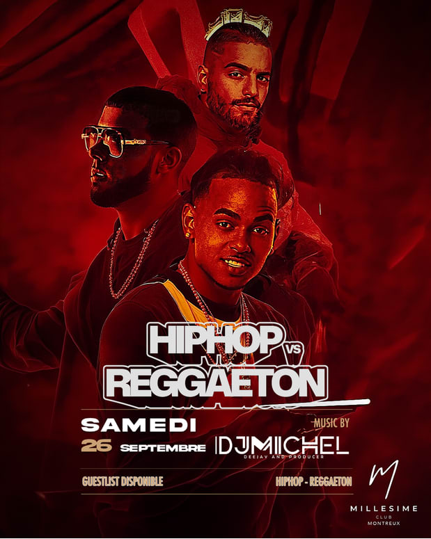 Affiche de l'événement HIPHOP VS REGGAETON, Soirée à thème le 26 septembre 2026.