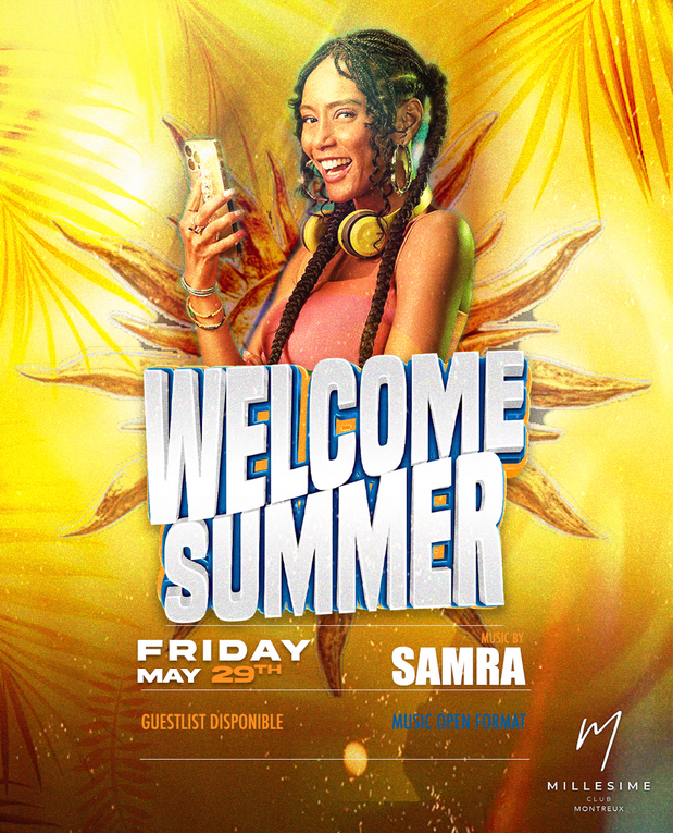 Affiche de l'événement WELCOME SUMMER, Soirée à thème le 29 mai 2026.