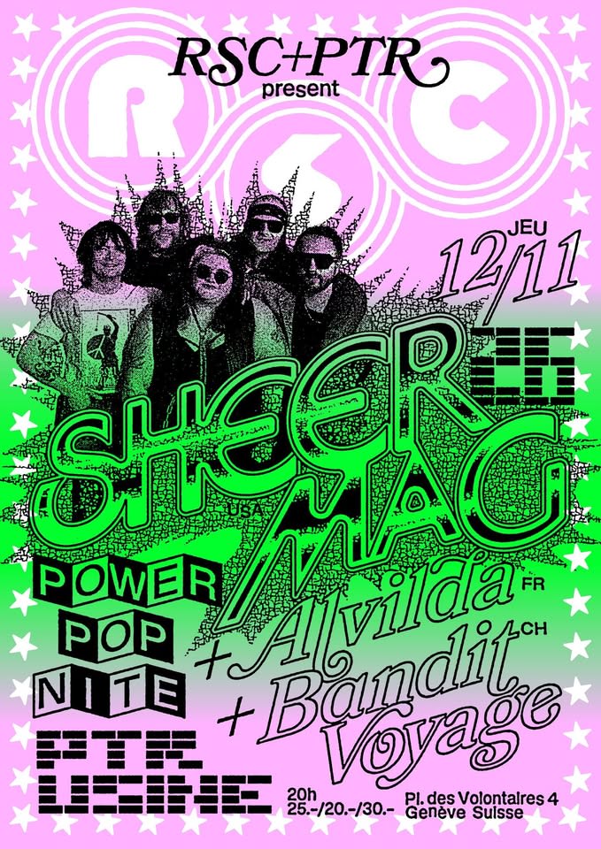 Affiche de l'événement SHEER MAG + ALVILDA + BANDIT VOYAGE, Concert le 12 novembre 2026.