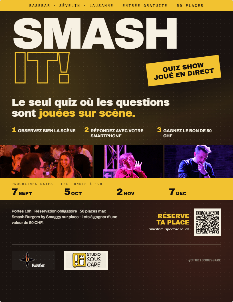 Affiche de l'événement Smash It!, Jeux  le 2 novembre 2026.