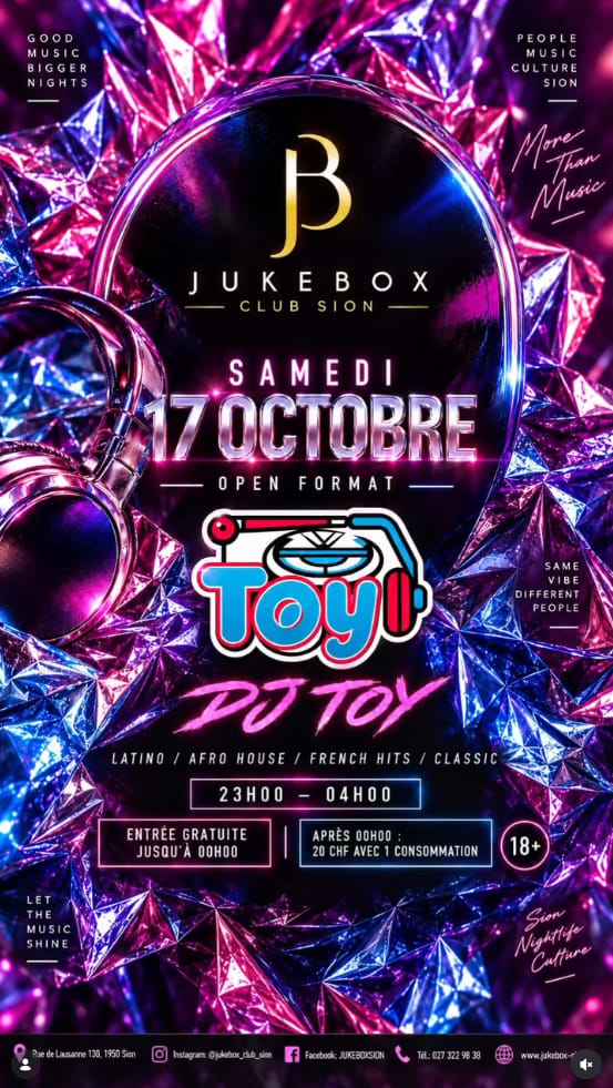 Affiche de l'événement Toy, DJ set le 17 octobre 2026.