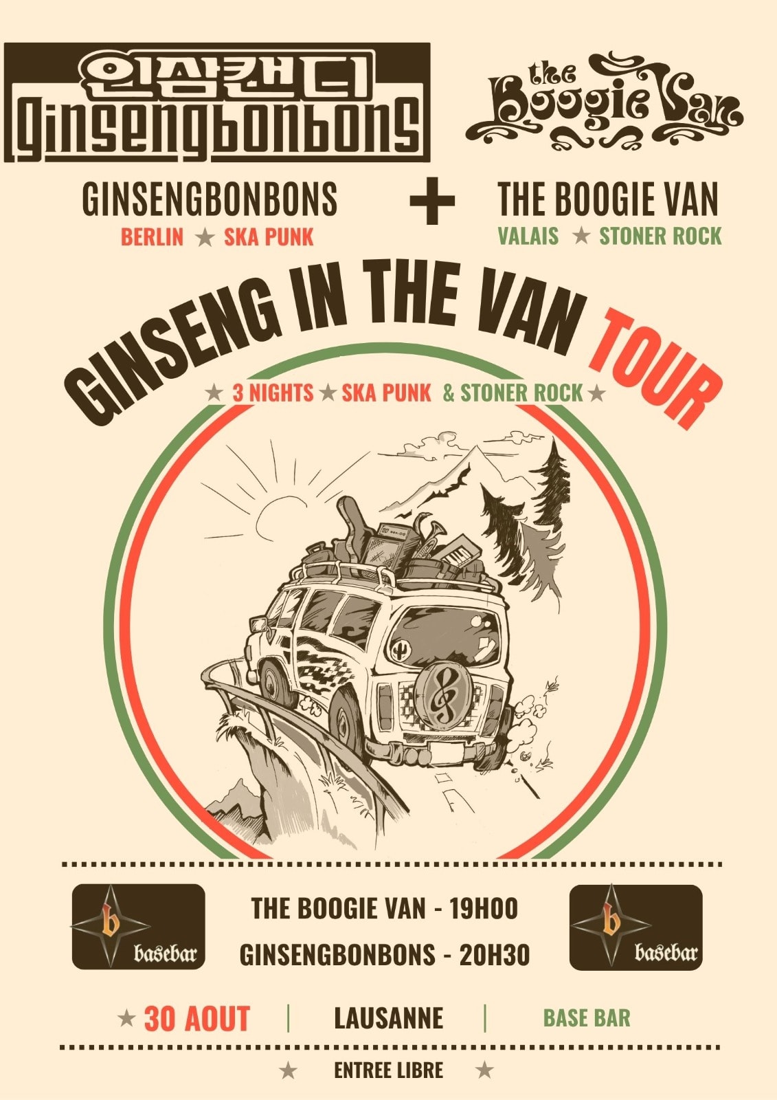 Affiche de l'événement Ginseng in the Van Tour, Concert le 30 août 2026.