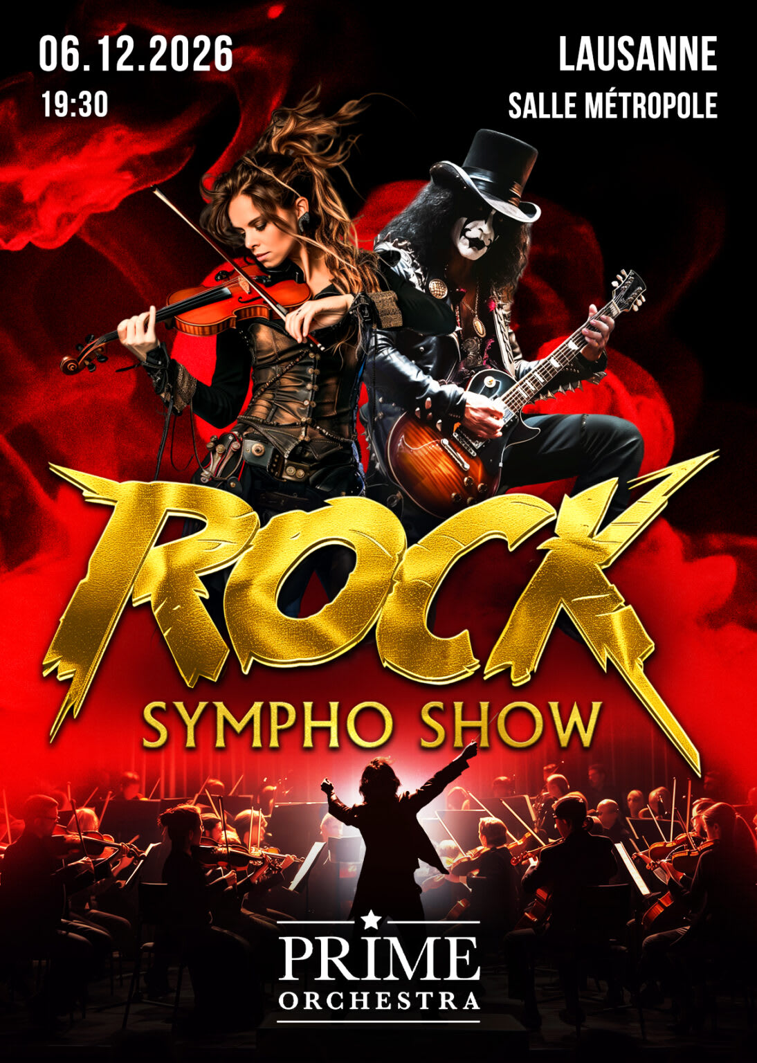 Affiche de l'événement Rock Sympho Show, Concert le 6 décembre 2026.