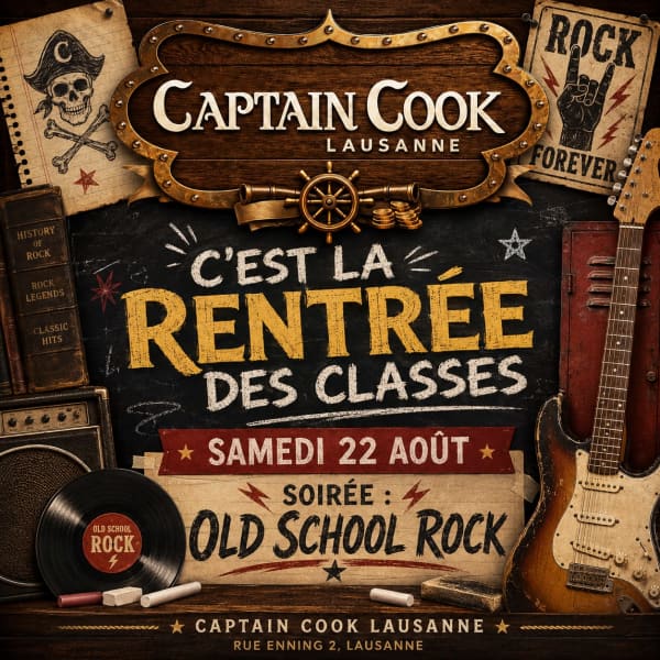🎸📚 C’EST LA RENTRÉE… MAIS PAS QUESTION D’ÊTRE TROP SÉRIEUX ! 🤘 - Captain Cook, 1003 Lausanne