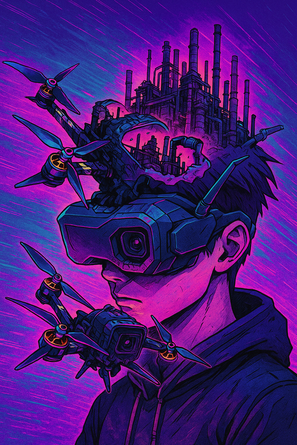 i want a image of a ummagawd demibot flying through a persons head, id like the