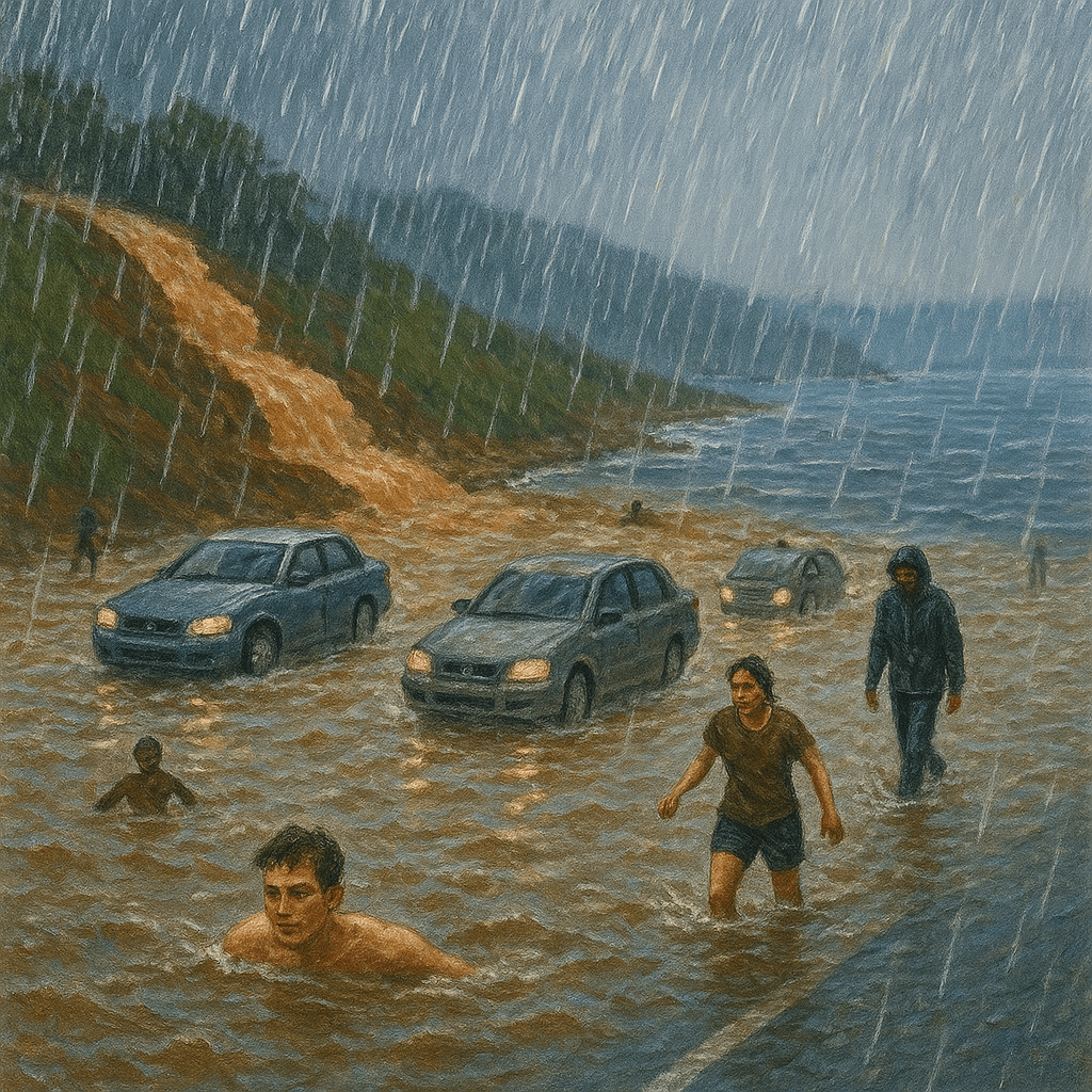 You picture a lot of rain falling from the sky, flooding the land, and then some