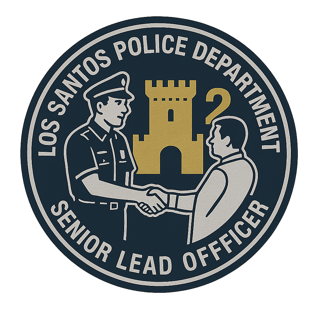 Создать картинку с без фона круглый логотип senior lead officer для Los Santos P