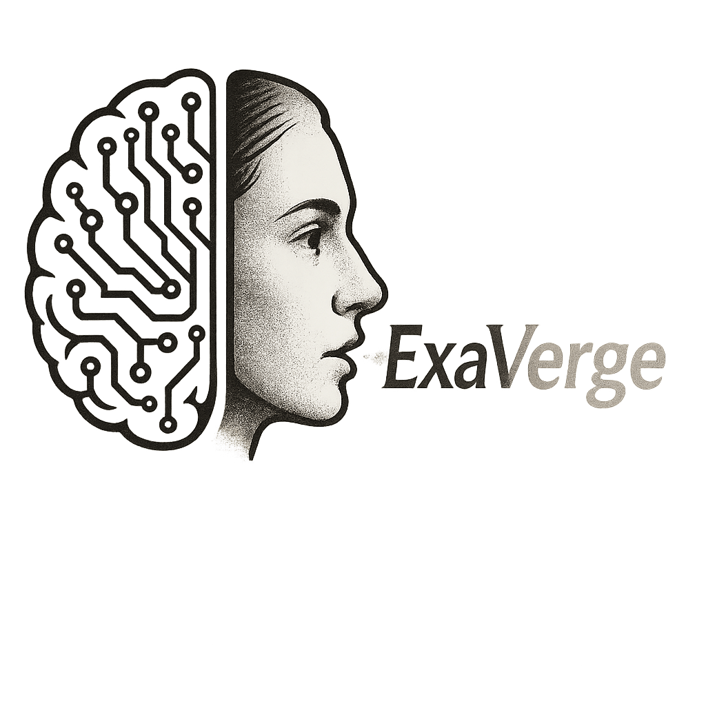 A company logo with an image depicting the left half of a human brain with intri