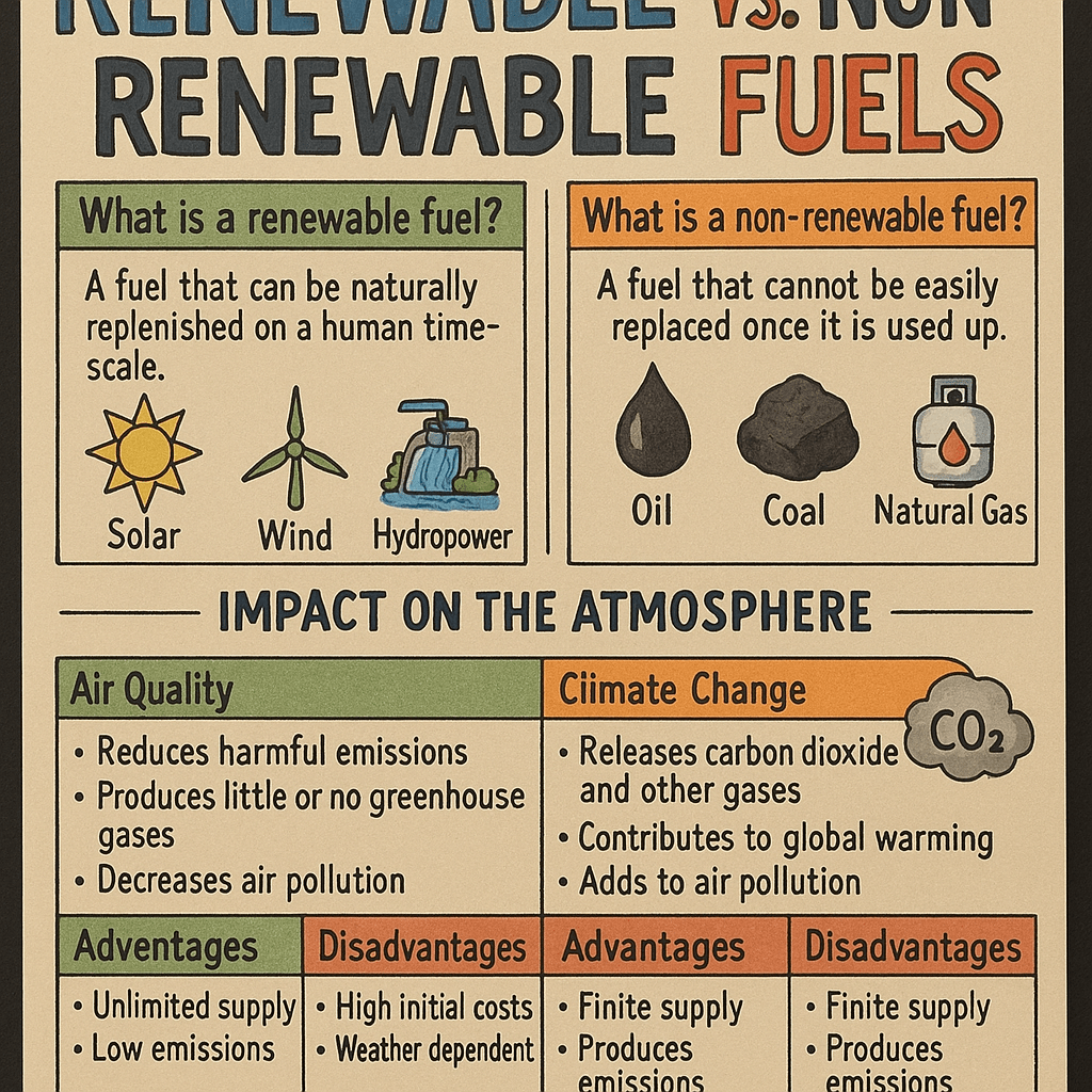 Create an informative and eye-catching poster that compares renewable and non-re