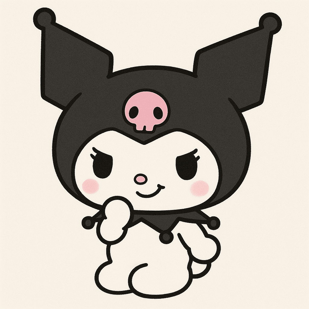 Create an illustration of Kuromi, a small, mischievous yet adorable female rabbi