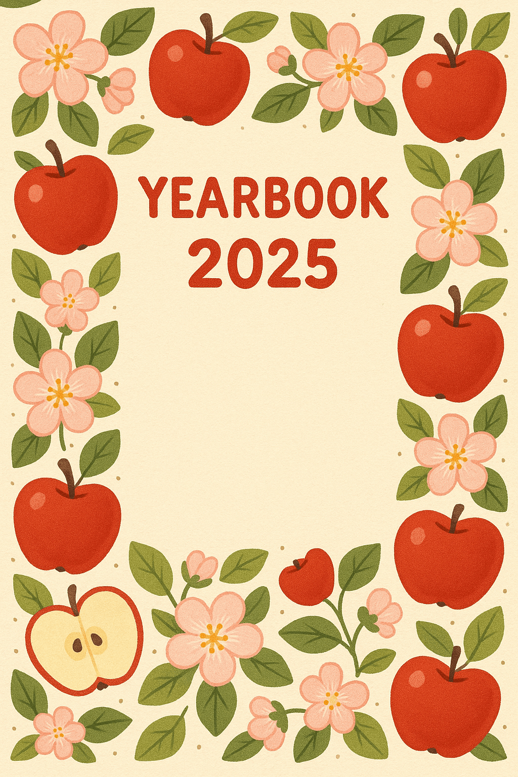So i am trying to make a 2025 year book cover with something related to apples a